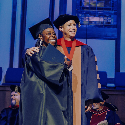 Man and woman at graduation